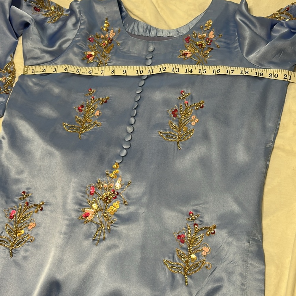 Shalwar kameez organza Duppatta blue size small. Indian Pakistani wear. - Picture 9 of 17